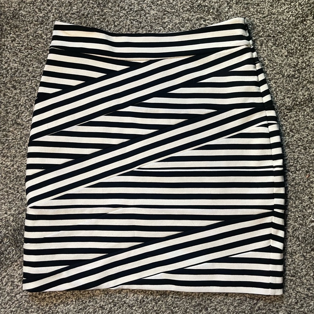Express - Stylish Black and White Striped Skirt